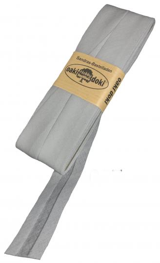 Schrägband / Einfassband Baumwolle Uni gefalzt 5m x 20mm 007-Helles Grau