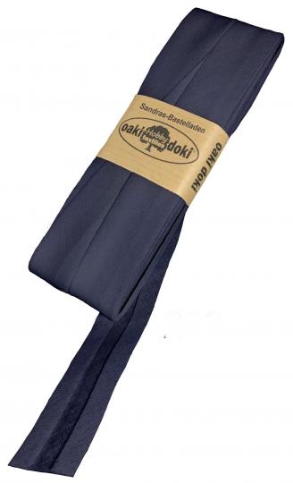 Schrägband / Einfassband Baumwolle Uni gefalzt 5m x 20mm 203-Navyblau