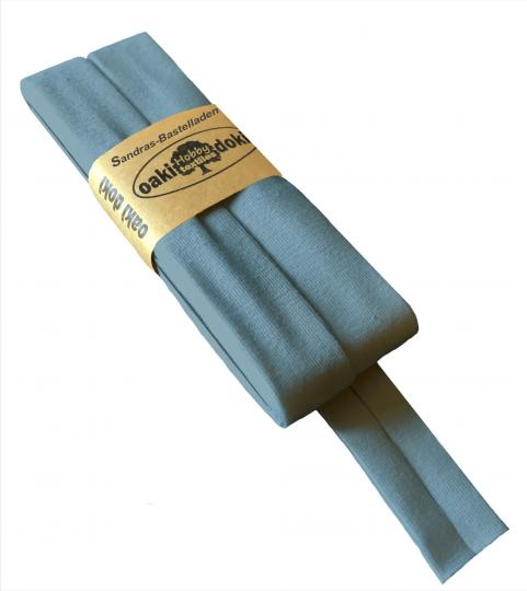 Oaki Doki Schrägband / Einfassband Tricot de Luxe Jersey gefalzt 3m x 20mm 003-Eisblau