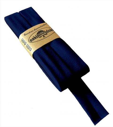 Oaki Doki Schrägband / Einfassband Tricot de Luxe Jersey gefalzt 3m x 20mm 009-Marineblau