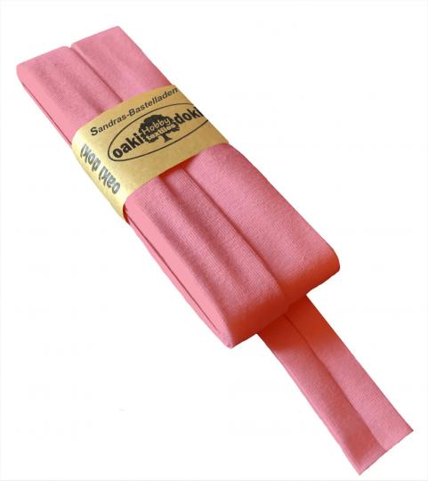 Oaki Doki Schrägband / Einfassband Tricot de Luxe Jersey gefalzt 3m x 20mm 016-Rosa