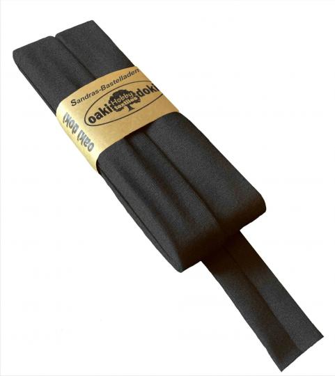 Oaki Doki Schrägband / Einfassband Tricot de Luxe Jersey gefalzt 3m x 20mm 068-Meliert Anthrazit