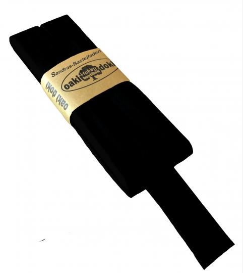 Oaki Doki Schrägband / Einfassband Tricot de Luxe Jersey gefalzt 3m x 20mm 100-Schwarz