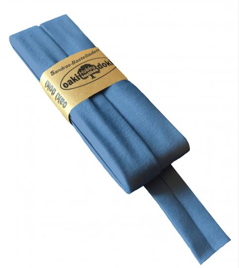 Oaki Doki Schrägband / Einfassband Tricot de Luxe Jersey gefalzt 3m x 20mm 103-Hellblau