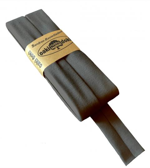 Oaki Doki Schrägband / Einfassband Tricot de Luxe Jersey gefalzt 3m x 20mm 115-Grau