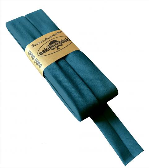 Oaki Doki Schrägband / Einfassband Tricot de Luxe Jersey gefalzt 3m x 20mm 211-Petrol