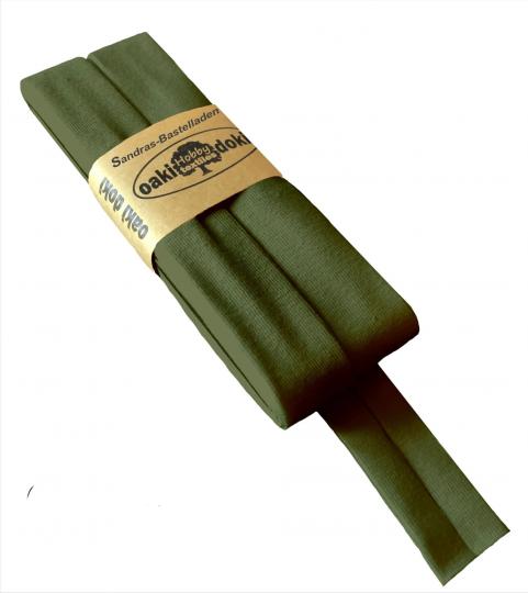 Oaki Doki Schrägband / Einfassband Tricot de Luxe Jersey gefalzt 3m x 20mm 425-Olivgrün