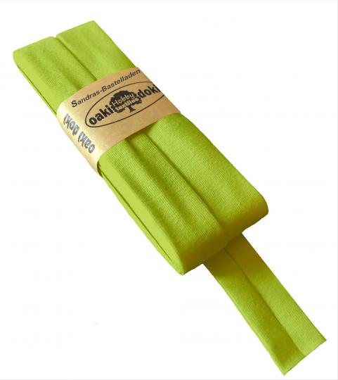 Oaki Doki Schrägband / Einfassband Tricot de Luxe Jersey gefalzt 3m x 20mm 448-Grasgrün