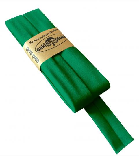 Oaki Doki Schrägband / Einfassband Tricot de Luxe Jersey gefalzt 3m x 20mm 450-Smaragd Grün