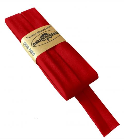 Oaki Doki Schrägband / Einfassband Tricot de Luxe Jersey gefalzt 3m x 20mm 620-Rot