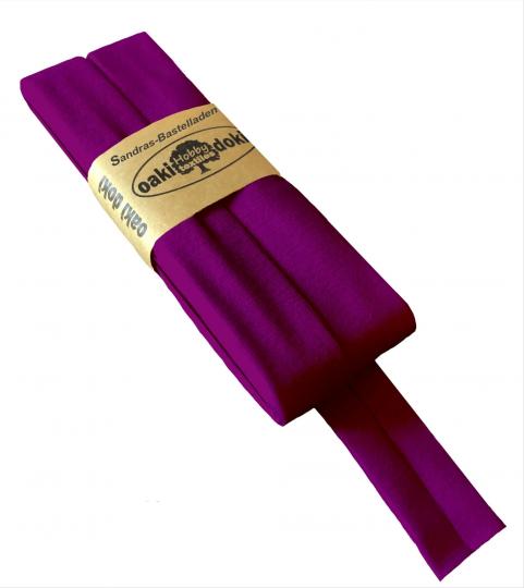 Oaki Doki Schrägband / Einfassband Tricot de Luxe Jersey gefalzt 3m x 20mm 946-Violett