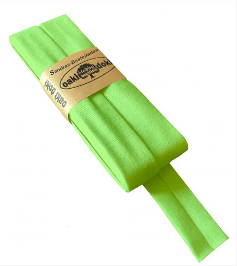 Oaki Doki Schrägband / Einfassband Tricot de Luxe Jersey gefalzt 3m x 20mm 951-Neongrün