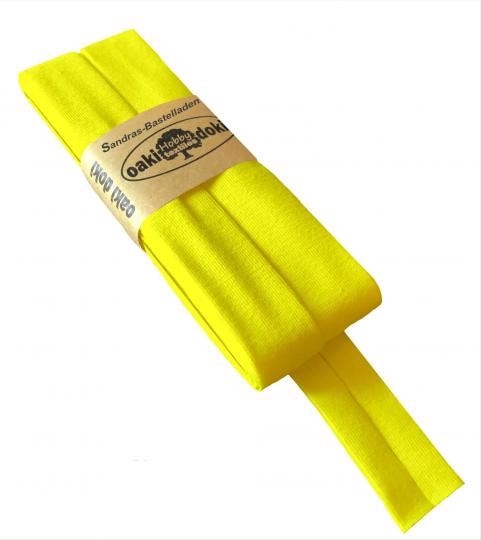 Oaki Doki Schrägband / Einfassband Tricot de Luxe Jersey gefalzt 3m x 20mm 954-Neongelb