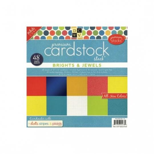 DCWV Cardstock stack Dots,Stripes + Plaids 30,5X30,5cm, 48 Bögen 