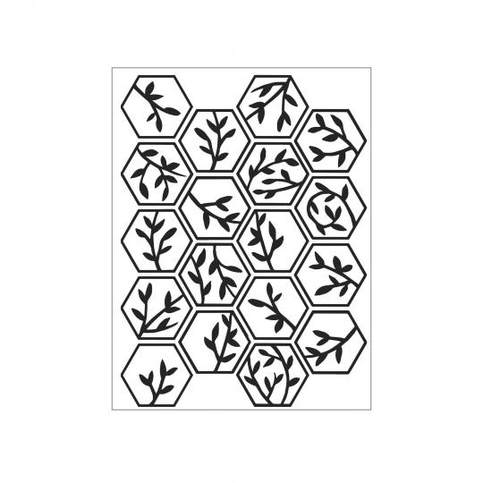 Darice Embossing - Prägeschablone 10,8x14,6cm Hexagon Blätter und Zweig 