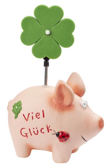 Dekofigur Glücks-Schweinchen mit Clip, 11,5 x 6 cm 