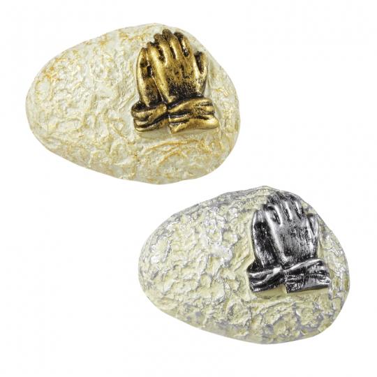 Dekofigur Mini Stein m. betenden HÃ¤nden creme/gold ca. 3 cm, Btl. a 2 St. 