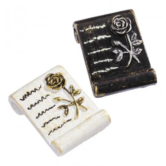 Dekofigur Mini Tafel m. Rose creme/gold ca. 3 cm Btl. a 2 St. 