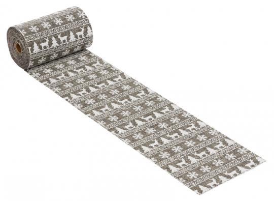 Dekostoff Leinen-optik Weihnacht, 15 cm x 10 m, dunkelgrau 