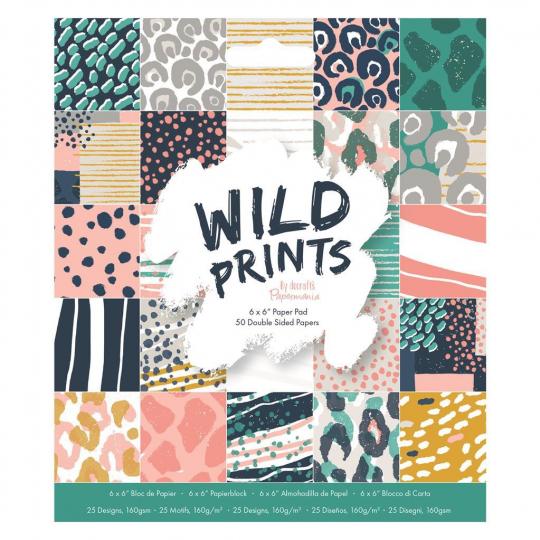 Docrafts Papermania Papierblock 15 x 15cm (50 Blatt) - Wild Prints 