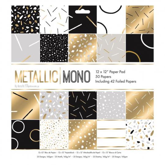 Docrafts Papermania Papierblock 30,5 x 30,5cm (50 Blatt) -  Metallic Mono 