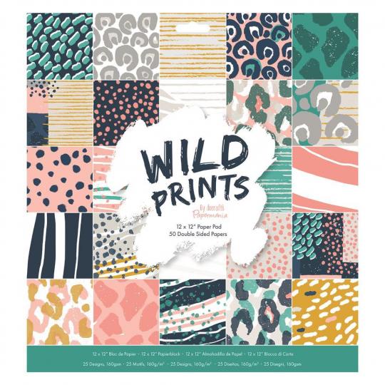 Docrafts Papermania Papierblock 30,5 x 30,5cm (50 Blatt) -  Wild Prints 