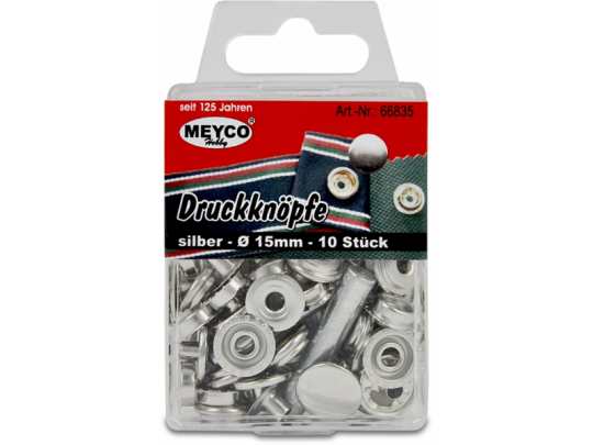Druckknöpfe - silber Ø 15mm, 10 Stück 