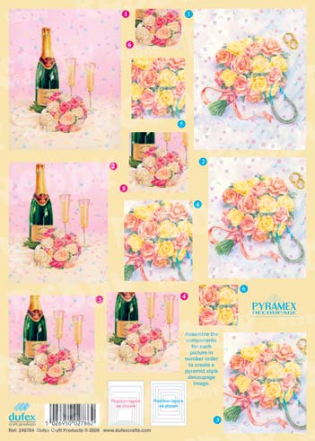 Dufex Pyramiden Stanzbogen Geburtstag, Sekt, Blumen 