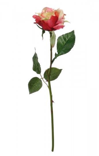 Edele Dekorations Rose am Stiel rot-creme 39cm 