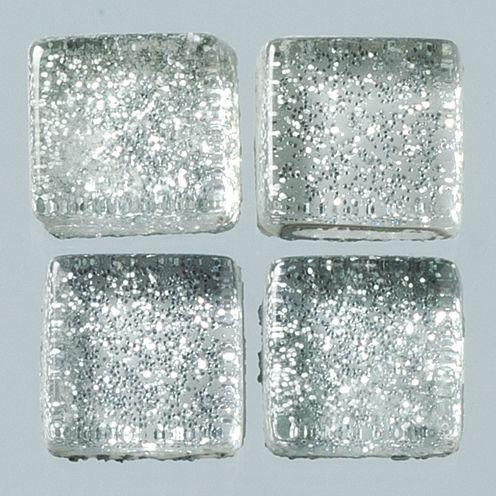 Efco MosaixSoft-Glassteine Glitter, 20 x 20 x 4 mm, 200 g ~ 41 Stk., silber 