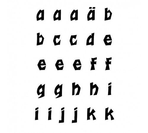 Efco Stempel Clear „Alphabet Kleinbuchstaben a-k 1“, transparent, A7/ 74 x 105 mm, 26-teilig 