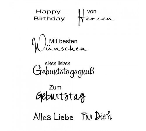 Efco Stempel Clear „Geburtstag 1“, transparent, A7/ 74 x 105 mm, 7-teilig 