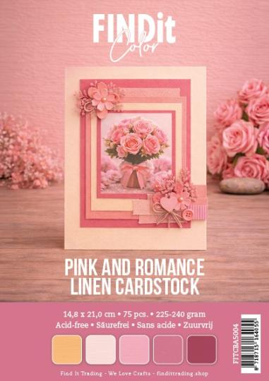 Leinenkartonpack 75 Blatt - je 5 verschiedene Farben- 225-240gr - DIN A5 - 14,8 x 21cm Rosa und Romantik A5 DIN A5 - 14,8 x 21cm | Rosa und Romantik A5