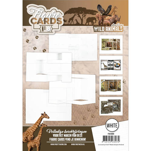 Figuren Karten 8 - Set mit 8 Karten - Weiß - Wild Animals 