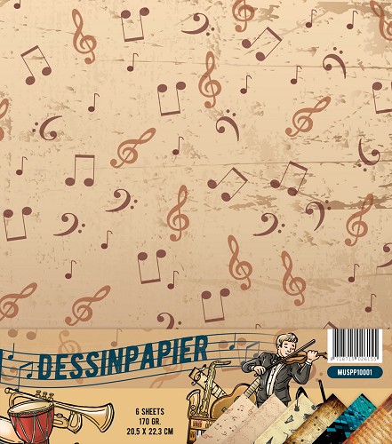 Find It Paperpack Papier Set Musik 6 tlg. 20,5 x 22,3 cm 