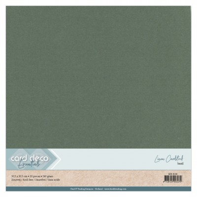 Findit Carddeco Leinenkarton 30,5 x 30,5cm 240g 10 Blatt Basilikum Moosgrün