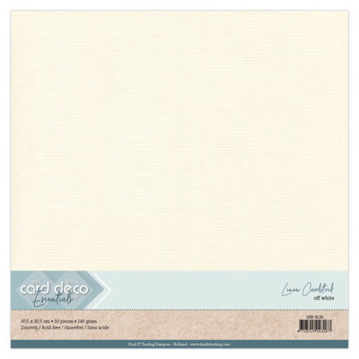 Findit Carddeco Leinenkarton 30,5 x 30,5cm 240g 10 Blatt Gebrochenes weiß Gebrochenes weiß