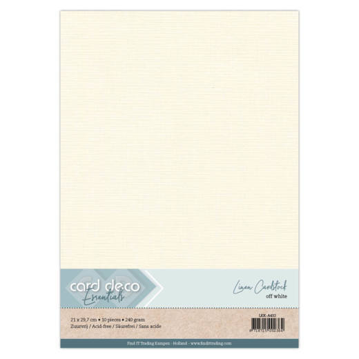 Findit Carddeco Leinenkarton DIN A4 240g 10 Blatt Gebrochenes weiß Gebrochenes weiß