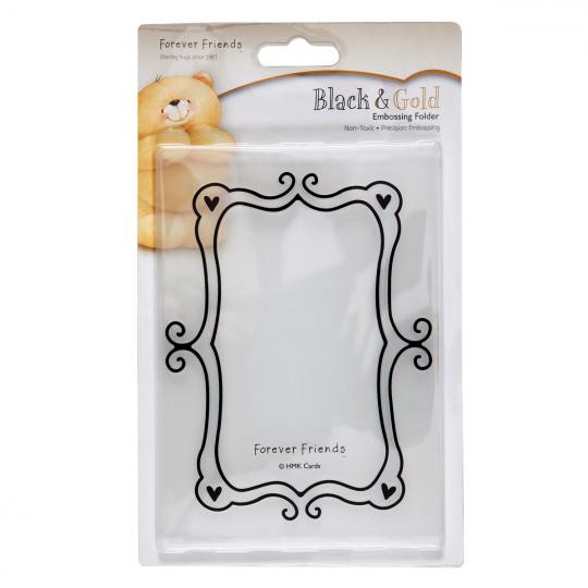 Forever Friends Universal embossing folder (a6) - black & gold - heart frame 