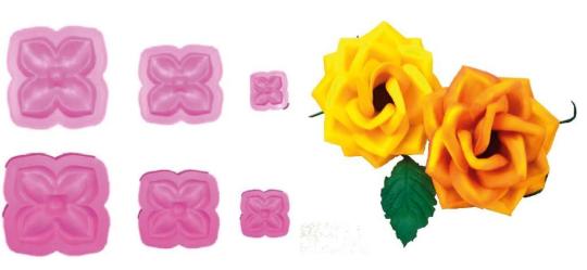 Form für Moosgummi 3tlg - Rose Ø  8,5x8,5/5x5/3x3cm 