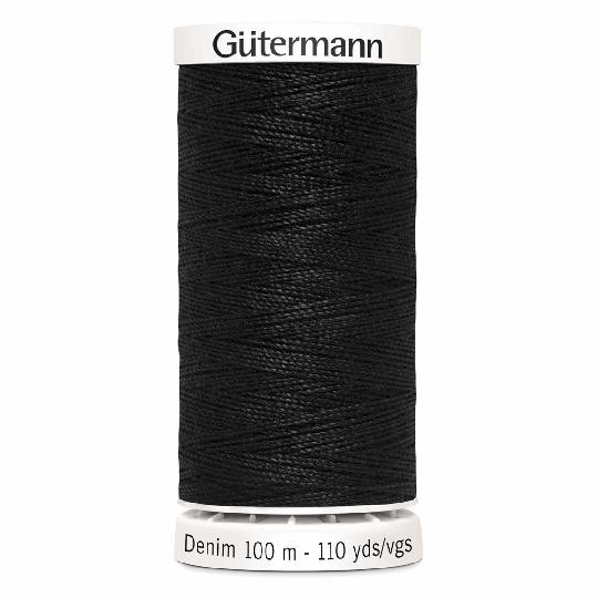 Gütermann Denim Jeans Nähgarn - 100m Schwarz 1000 Schwarz 1000