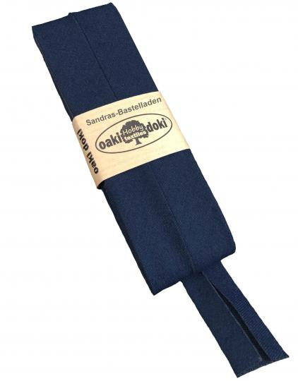 Schrägband / Einfassband Jeans-Stoff gefalzt 3m x 20mm 211-Dunkelblau