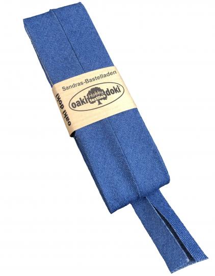 Schrägband / Einfassband Jeans-Stoff gefalzt 3m x 20mm 237-Mittelblau