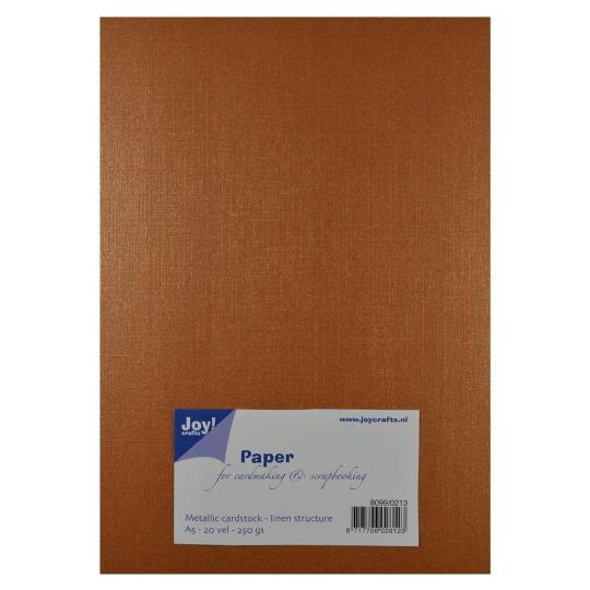 Joy!Crafts Metallic Karton in Leinenoptik 250g DIN A5 20 Bögen Kupfer Kupfer
