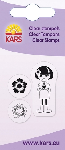 Kars Clear Stempel 3tlg. Blummen Mädchen 5X6cm 
