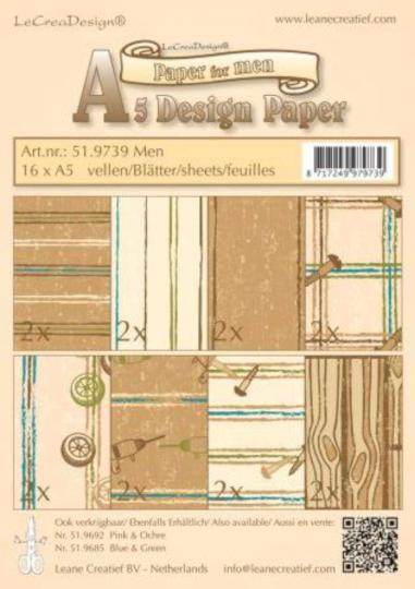 LeCrea - Design Papier Sortiment Männer braun 16x A5 