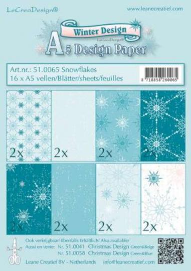 LeCrea - Design Papier Sortiment Schneeflocke blau 16x A5 