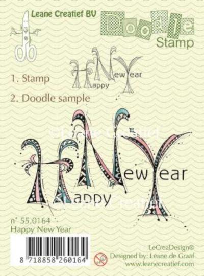 LeCrea - Doodle Silikon Stempel Happy New Year 
