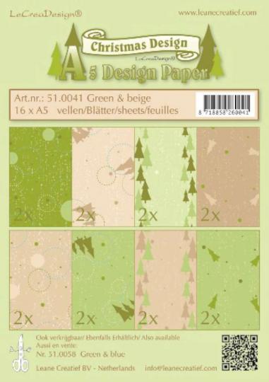 LeCrea - Weihnachten design Papier Sortiment grün/beige 16x A5 