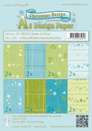 LeCrea - Weihnachten design Papier Sortiment grün/blau 16x A5 